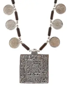 Bamboo Tree Jewels Oxidized Silver-Toned Handcrafted Necklace