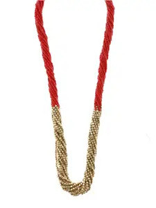 Bamboo Tree Jewels Red & Gold-Toned Metal Handcrafted Necklace