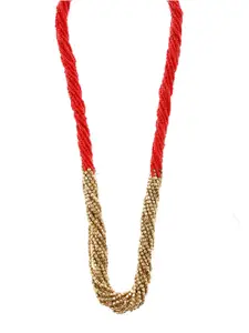Bamboo Tree Jewels Red & Gold-Toned Metal Handcrafted Necklace