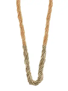 Bamboo Tree Jewels Beige & Gold-Toned Metal Handcrafted Necklace