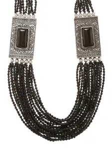 Bamboo Tree Jewels Oxidized Black & Silver-Toned Handcrafted Necklace