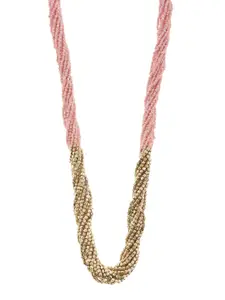 Bamboo Tree Jewels Pink & Gold-Toned Metal Handcrafted Necklace