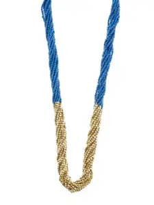 Bamboo Tree Jewels Blue & Gold-Toned Metal Handcrafted Necklace