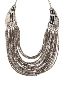 Bamboo Tree Jewels Oxidized Silver-Toned Handcrafted Necklace