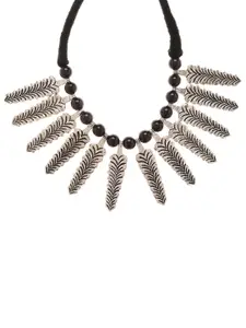 Bamboo Tree Jewels Oxidized Black & Silver-Toned Handcrafted Necklace