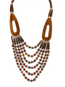Bamboo Tree Jewels Brown & Red Handcrafted Beaded Necklace