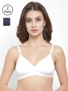 Floret Pack Of 2 Solid Non-Wired Non Padded T-shirt Bra T3058