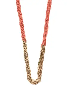 Bamboo Tree Jewels Peach-Coloured & Gold-Toned Metal Handcrafted Necklace