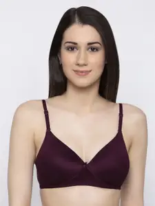 Candyskin Burgundy Solid Non-Wired Lightly Padded Everyday Bra CSB552