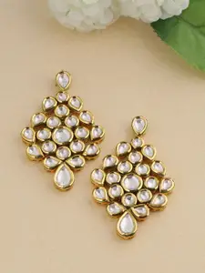 Tistabene Gold-Toned & White Contemporary Drop Earrings