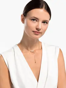 SWAROVSKI White Rose Gold-Plated Infinity Y Necklace