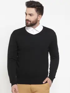 ARMISTO Men Black Pure Merino Wool Pullover Sweater