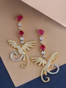 Tistabene Red & Gold-Plated Contemporary Drop Earrings
