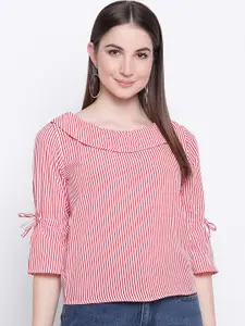 Mayra Women Coral Pink  Striped Top