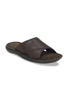 Delize Men Brown Solid Leather Sandals