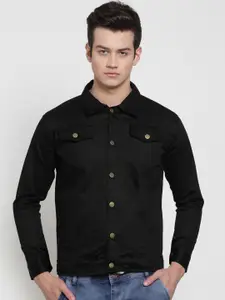 VOXATI Men Black Solid Denim Jacket