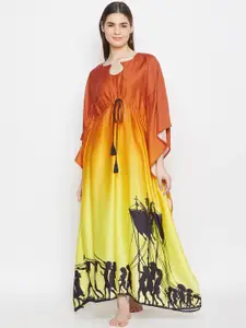 The Kaftan Company Orange & Yellow Printed Nightdress