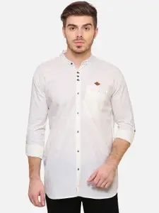 Kuons Avenue Men Off-White Smart Slim Fit Solid Casual Shirt
