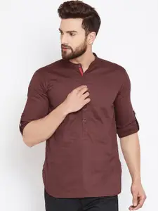 even Men Brown Solid Straight Kurta