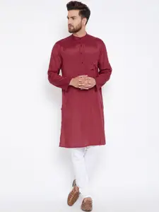 even Men Red Printed Straight Kurta