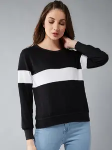 DOLCE CRUDO Women Black Colourblocked Sweatshirt