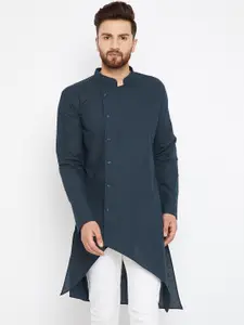 even Men Navy Blue Solid Straight Kurta