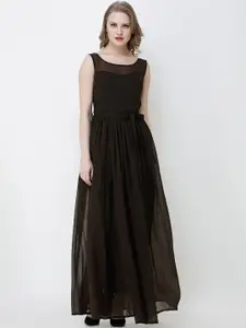 SCORPIUS Women Coffee Brown Solid Maxi Dress