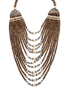 Bamboo Tree Jewels Brown Multistrand Handcrafted Necklace