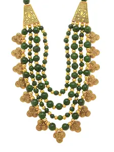 Bamboo Tree Jewels Green & Gold-Toned Handcrafted Necklace