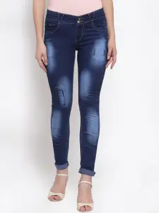 VOXATI Women Blue Skinny Fit Mid-Rise Low Distress Jeans