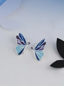 Voylla Silver-Plated & Blue Contemporary Handcrafted Studs