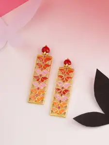 Voylla Gold-Plated & Red Quirky Drop Earrings