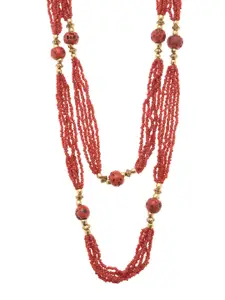 Bamboo Tree Jewels Red Multistrand Handcrafted Necklace