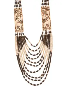 Bamboo Tree Jewels Cream-Coloured & Brown Multistrand Handcrafted Necklace