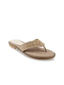 Metro Women Beige Embellished Open Toe Flats