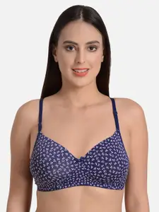 mod & shy Blue Printed Non-Wired Lightly Padded T-shirt Bra MS143