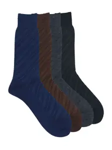 Balenzia Men Pack of 4 Assorted Pure Wool Calf-Length Socks