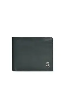 Second SKIN Men Green Solid Genuine Leather Two Fold Wallet