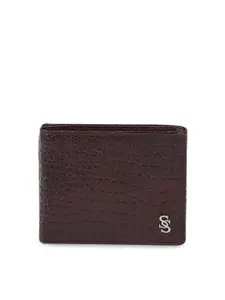 Second SKIN Men Brown Textured Two Fold Wallet
