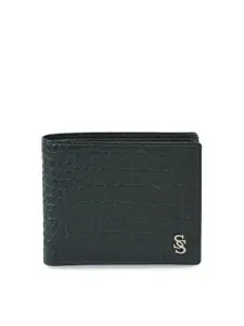 Second SKIN Second SKIN Men Olive Green Animal Skin Textured Two Fold Wallet