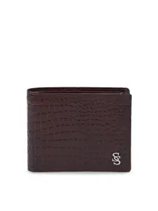 Second SKIN Men Brown Textured Two Fold Wallet