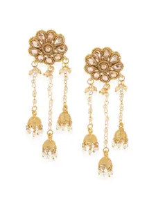 ANIKAS CREATION Gold-Plated Floral Drop Earrings