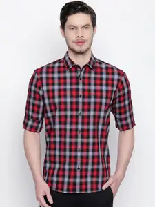 Basics Men Red & Black Slim Fit Checked Casual Shirt