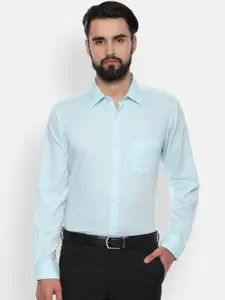 Van Heusen Men Blue Regular Fit Solid Formal Shirt