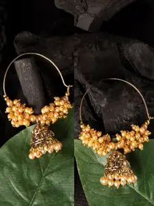 ANIKAS CREATION Gold-Plated Handcrafted Classic Hoop Earrings