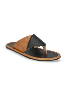 Prolific Men Black & Tan Brown Colourblocked Comfort Sandals