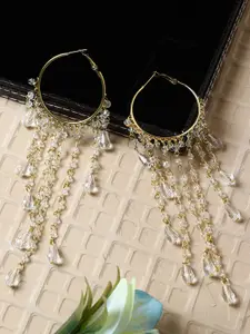 ANIKAS CREATION Gold-Plated & White Classic Drop Earrings