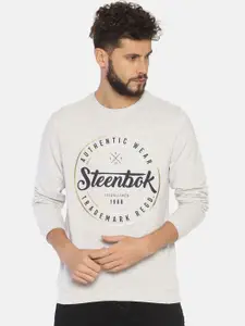 Steenbok Men Grey & Black Printed Pullover Sweatshirt