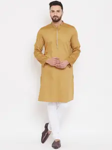 even Men Beige Solid Straight Kurta