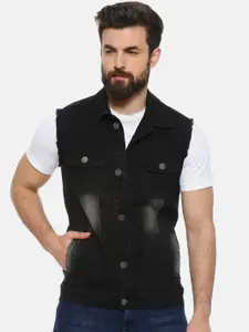 Campus Sutra Men Black Solid Denim Jacket Jacket